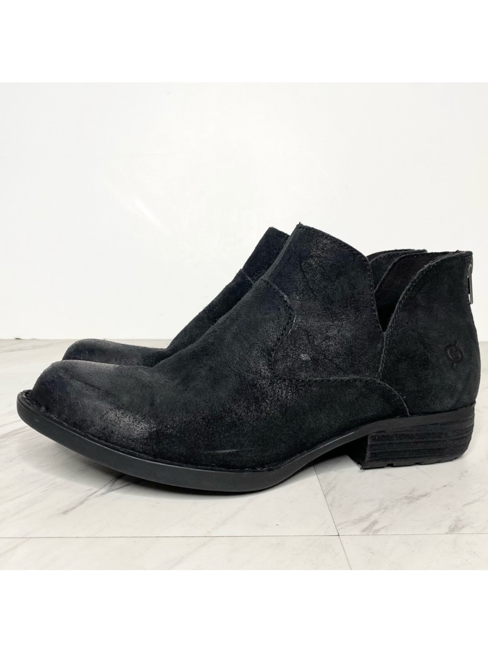 Born Beth Black Distressed Suede Bootie 7M